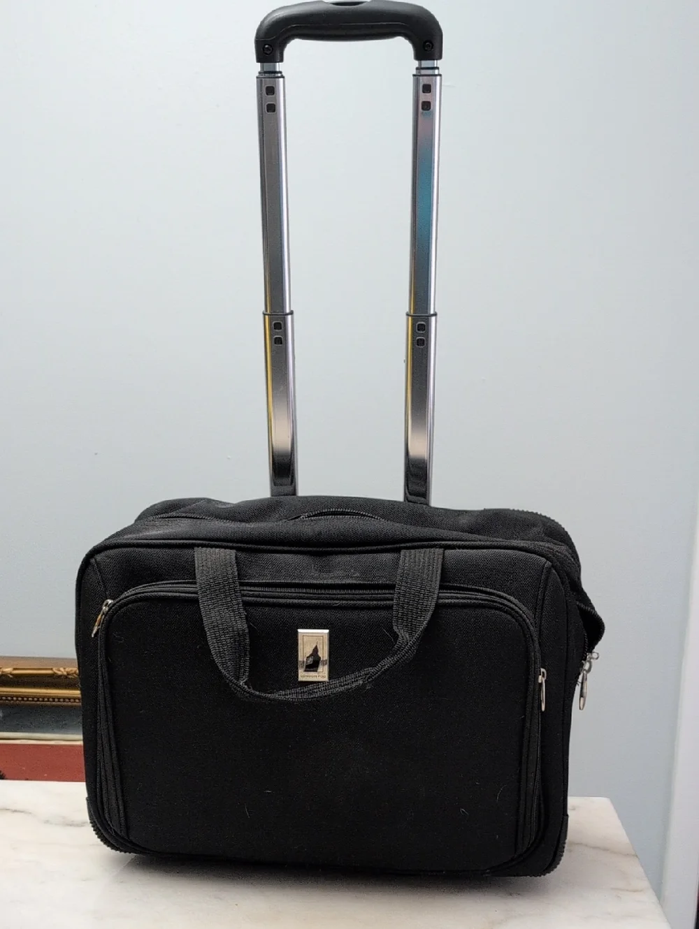 Black Rolling Carry-On Travel Bag with Telescopic Handle